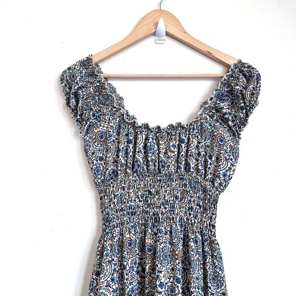 Anthropologie Boemo Boho Maxi Dress Size M Floral Peasant Tiered Smocking India - Picture 5 of 10